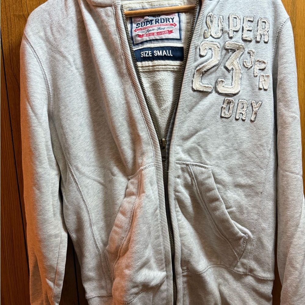 Superdry Light Gray Embroidered Hoodie